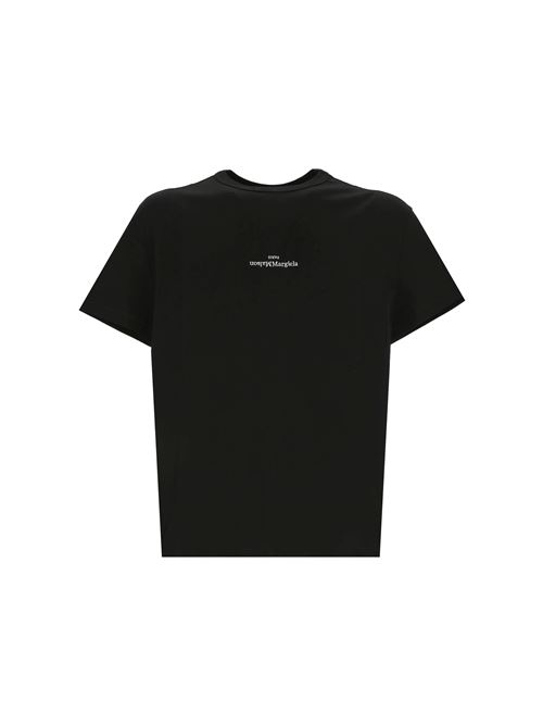 T-shirt girocollo con logo rovesciato in cotone nero Maison Margiela | S30GC0701S22816900